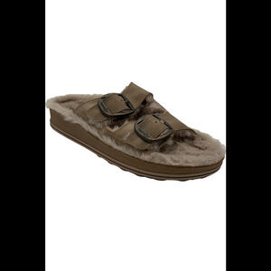 Fantasy Sandals Leather Faux Fur Sandals Despoina Cozy Beige - Medium